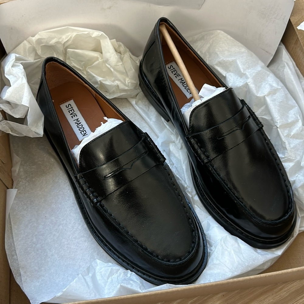 Steve Madden patent loafers